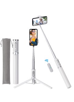 Buy 60 Inch Aluminum Selfie Stick Tripod For Iphone And Android With Remote Tripod Stand 270 Rotation White in Saudi Arabia