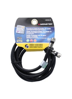 Buy RG6/U Quad with Compression Connectors Premium Satellite TV Cable Black 6 ft 3260668 in Saudi Arabia