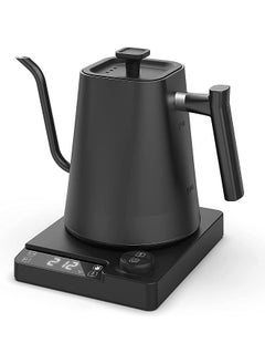 اشتري Temperature Control Gooseneck Kettle, Pour Over Kettle for Coffee Tea Brewing, Stainless Steel Inner Lid and Bottom, 1200W Rapid Heating, 1L, Matte Black في الامارات