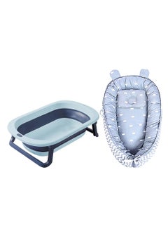 Buy Star Babies Pack of 2 (Baby Sleeping Pod with Foldable bathtub) - Grey/Blue in UAE