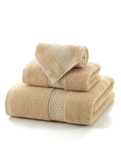 Buy 3 Piece Premium Cotton Towel Set 1 Face Washcloth, 1 Hand Towel, 1 Bath Towel, Quick Dry, Breathable & Highly Absorbent Towels, Ultra Soft Towels Ideal for Daily Use Light Beige in UAE