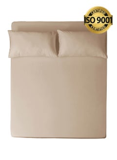 Buy King 100% Rayon Of Bamboo Cooling Fitted Sheet, Fitted Sheet With Elastic 200x200+35 cm, Breathable Silky Soft, King Size 3 Pieces in Saudi Arabia