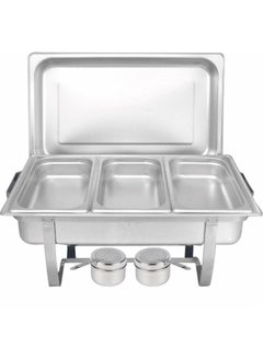 Buy Triple Pan Chafing Dish Food Warmer Silver in UAE