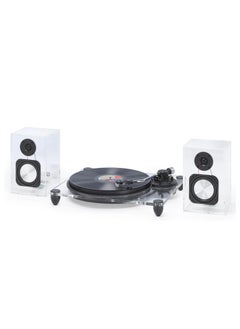 اشتري Steepletone SOHO Vinyl Record Player with 2 Bluetooth Speakers Made of Clear Acrylic Audio Technica AT-3600L Catridge Adjustable Counter-Weight 2 Speed Turntable في الامارات