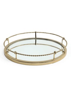 Buy Braided Decorative Tray, Gold & Clear - 35x5 cm in UAE