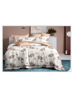 Buy 6-Pieces Glace Cotton Printed Fancy Comforters Set Fixed duvet, fitted bedsheets and pillowcase King Size F11 in UAE