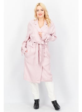 Buy Women Belt Plain Trench Coat , Pink in UAE