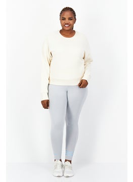 Buy Women Plus Size Long Sleeves Running Sweatshirt, Off White in UAE