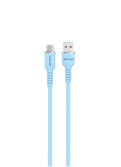 Buy USB-A TO USB-C Silicone Cable / 15W Current / High Transfer Speed / Secure & Safe / Charge & Sync / 10,000 Bends / Wide Compatible / Long Length Cable - Blue in UAE