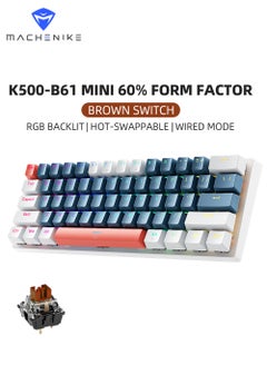 Buy 61 Keys Wired Gaming Keyboard Mini Mechanical Keyboard Hot-Swappable With Brown Switch RGB Backlit in UAE