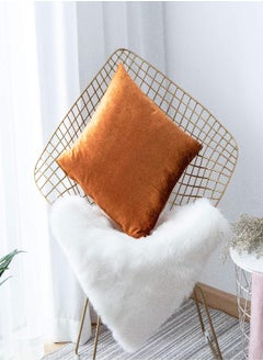 اشتري Home Brilliant Velvet Euro Pillow Shams Large Orange Pillow Covers Decorative Throw Pillows for Sofa Bed Office Cafe, 26 x 26 Inch (66cm), Copper في الامارات