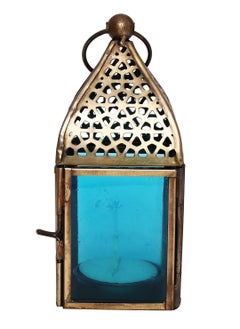 Buy HILALFUL Handmade Lantern, Small | Suitable for Living Room, Bedroom and Outdoor | Perfect Festive Gift for Home Decoration in Ramadan, Eid, Birthdays, Weddings | Made of Iron | Turquoise in Saudi Arabia