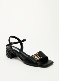 اشتري Women's Solid Sandals with Buckle Closure and Block Heels في الامارات