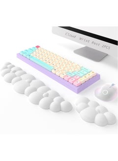 Buy Keyboard Cloud Wrist Rest Set, PU Memory Foam Non-Slip Cloud Wrist Rest, Soft and Elastic, Ergonomic Keyboard Mouse Wrist Support for Typing Pain Relief, Home Office, Laptop and Computer Use (White) in UAE