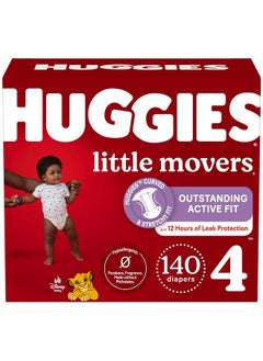 Buy Huggies Size 4 Diapers, Little Movers Baby Diapers, Size 4 (22-37 lbs), 140 Ct (2 Packs of 70) Package May Vary in UAE