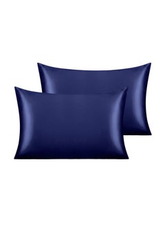 Buy Satin Pillowcases 2 Pack For Hair And Skin Luxurious And Silky Pillow Cases With Envelope Closure Queen Size 50 X 75 Cm Navy in UAE