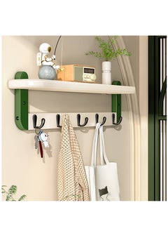 اشتري 74cm Coat Rack Wall Mount with Shelf, Wood Wall Hooks with Storage, Entryway Shelf with 5 Coat Hangers for Bathroom, Living Room, Bedroom في الامارات