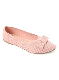 اشتري Stitching Details & Front Bow Slip On Flats - Nude Pink في مصر