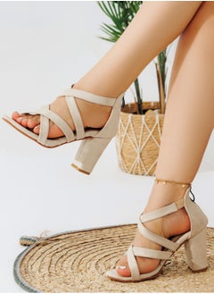 Buy Suede Sandals Open Front C-45 BEIGE in Egypt