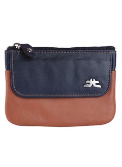 Buy Laveri Leather Coin Purse With Key Chain Blue Tan in UAE