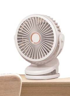اشتري 2in1 Desktop Clip Fan GF07 Portable USB Rechargeable 4 Speed Ultra Quiet Desk Fan 5000mAH Mini Dormitory Handheld Cooling Fan Cooler For Indoor Outdoor(White) في الامارات