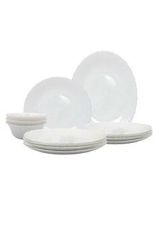 Buy Melrich 12 Pcs Opal ware Dinner Set Dishwasher Safe BPA Free Freezer safe Ideal for Home Party Restaurant Beautiful and Elegant Design White in UAE