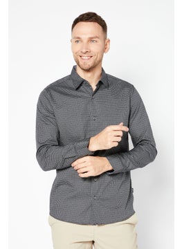 Buy Men Regular Fit Plain Long Sleeve Casual Shirt, Black in Saudi Arabia