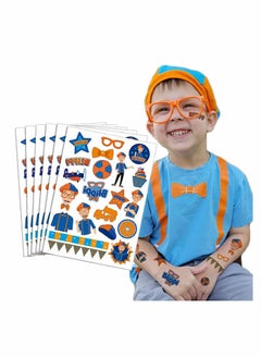 اشتري Blippi Birthday Sticker Party Supplies 6 Sheet Temporary Tattoos for Kids KASTWAVE English Teacher Favors Gifts for Kids for Classroom School Rewards Prizes Carnival Decor Birthday Decorations في السعودية