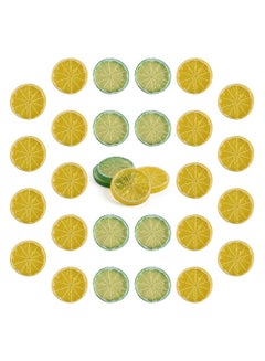 Buy Highly realistic home party decorative model of artificial lemon slice fruit (20 yellow +10 green) in Saudi Arabia