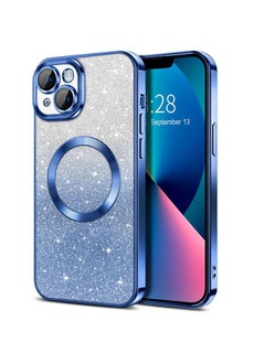 Buy iPhone 13 Case Clear Magnetic Glitter Phone Cases [Compatible with MagSafe] Full Camera Lens Protector Slim Gradient Sparkle Luxury Plating Shockproof Protective Cover Women in UAE