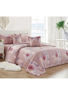 Buy 4 Pieces Velvet Comforter set for All Season Single Size 160 X 210 Cm Bedding Set Double Side Square Stitched Heavy Floral Pattern, Multi Color in Saudi Arabia