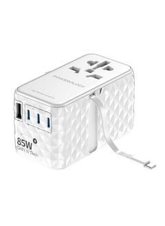 اشتري Universal Adapter 85W X3 Type C port and X 1 USB A 15W port with Attached type C cable - White في الامارات