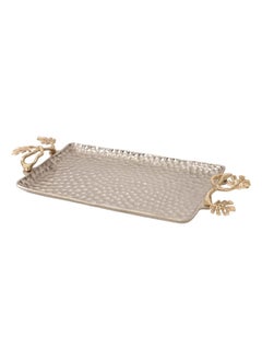 Buy Botanic Leaf Large Tray, Nickel & Gold – 52x5 cm in UAE