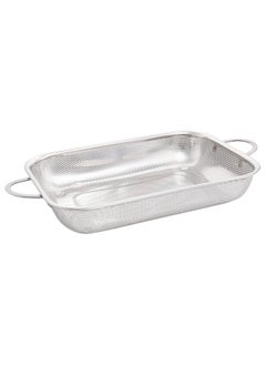 Buy Stainless Steel Rectangle Food Strainer With Handle 38x28x6 CM - Silver in Egypt