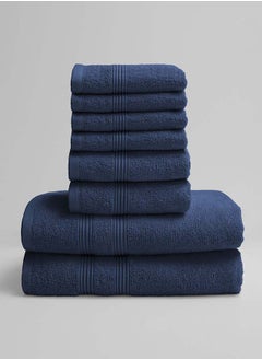 اشتري 8 Pieces Set by La'Marvel Estate Blue 550 GSM 100% Cotton Luxury Home Towels في السعودية