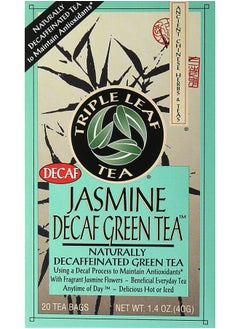 Buy Triple Leaf Tea Jasmine Green Tea, Decaffeinated, 20 Count in UAE