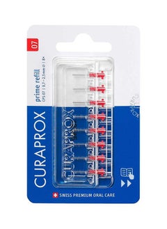 اشتري Curaprox CPS 07 Prime Refill Interdental Brushes, Red, 8 Count - 8 x 0.7mm - 2.5mm Internal Toothbrushes. في الامارات