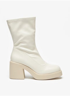 Buy Womens Solid High Shaft Boots With Block Heels And Zip Closure in Saudi Arabia