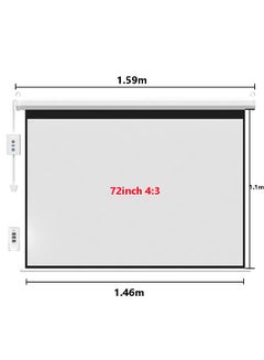 Buy 72 Inch 4:3 Wall Mount Electric Projector Screen Motorized Projection Curtain with Remote Control For Business/School/Office/Meeting in UAE
