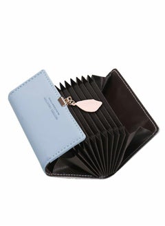 اشتري Credit Card Holders, Wallet Womens Ladies Leather Vintage Zipper Coin Purse for Girl Lady, Blue في السعودية