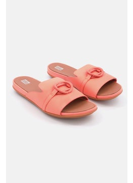 Buy Women Slip On Leather Flats, Orange in Saudi Arabia