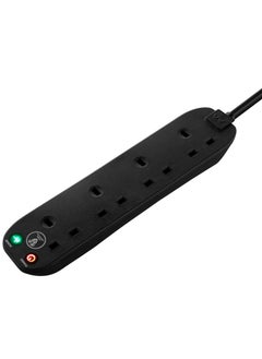 اشتري Masterplug Four Socket Power Surge Protected Extension Lead, 2 Meters, Black, 2 Years Warranty, 75 years old British Brand في الامارات