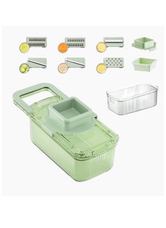 Buy Multifunctional 9-in-1 vegetable cutter, food chopper, onion chopper, vegetable slicer, cutter, vegetable cutter with 6 blades, colander basket, salad/potato/carrot/garlic container in UAE