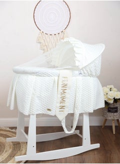 Buy Baby cradle Moses basket for babies with mosquito net with white vibrator holder in Saudi Arabia