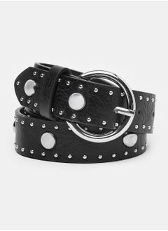 Buy Black Leather Belt with Studs in Egypt