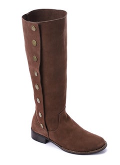 Buy Burnette Brown Side Snap Buttons Knee High Boots For Women in Egypt