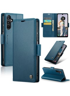 Buy CaseMe Flip Wallet Case For Samsung Galaxy A15 4G/5G RFID Blocking PU Leather Wallet Flip Folio Case with Card Holder Kickstand Shockproof Phone Cover - Blue in Egypt