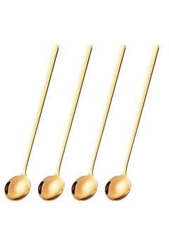 Buy 4 Pcs Gold Coffee Spoons Teaspoons Stirring Spoons with Long Handle for Coffee Sugar Dessert in UAE