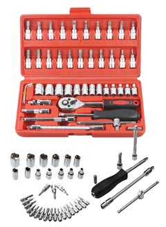 Buy Hand Tools Car Repair Tool 46pcs 1/4-Inch Socket Set Car Repair Tool Ratchet Torque Wrench Combo Tools Kit Auto Repairing Tool Set in UAE