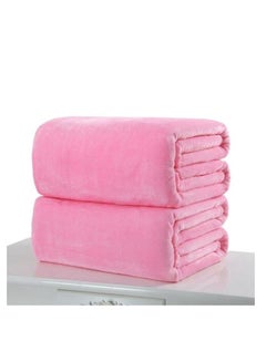 Buy Silky Plain Microfiber Bed Blanket Single Size Pink in UAE